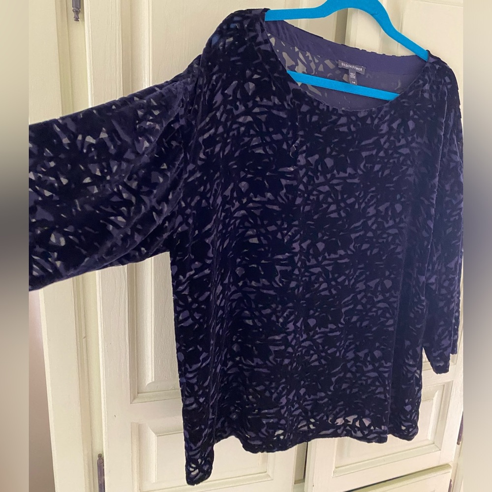 Eileen Fisher Silk Velvet Kimono Sleeve Tunic